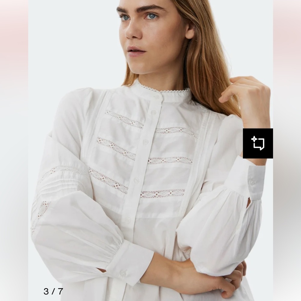 NWT Zara crochet button down shirt - Picture 3 of 9